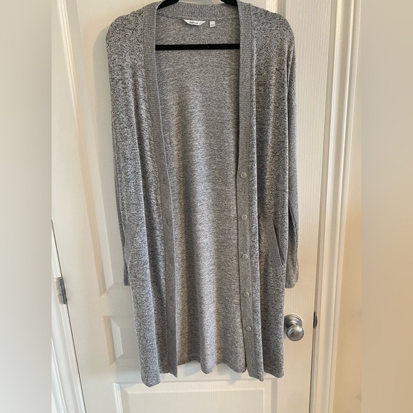 Long Gray Button Up Cardigan - Picture 2 of 6